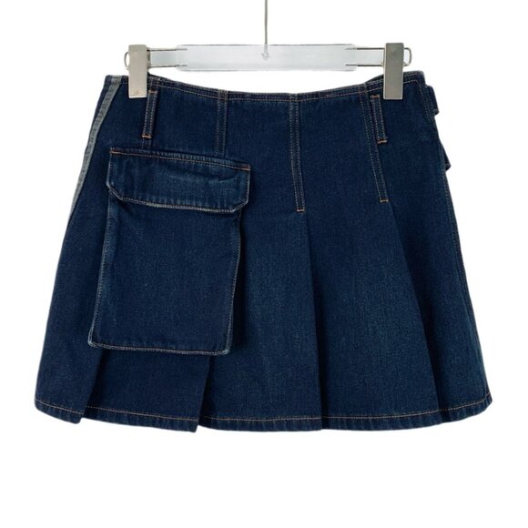 Dior Blue Side Logo Seamless Denim Mini Skirt